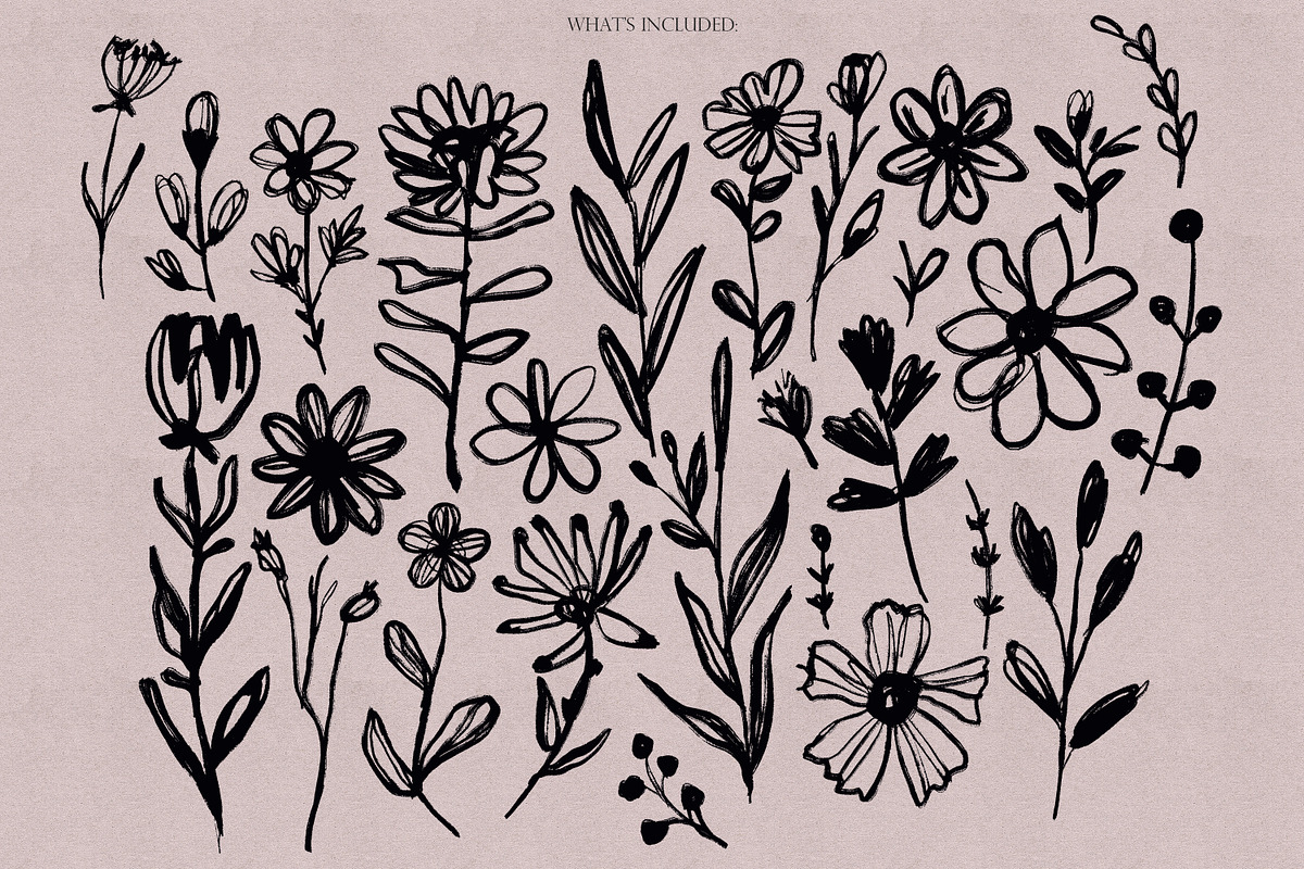 Inky Flowers Doodle Stamps Procreate, a Brush Add-On by Dervik Art Store (Photo 5 of 8)