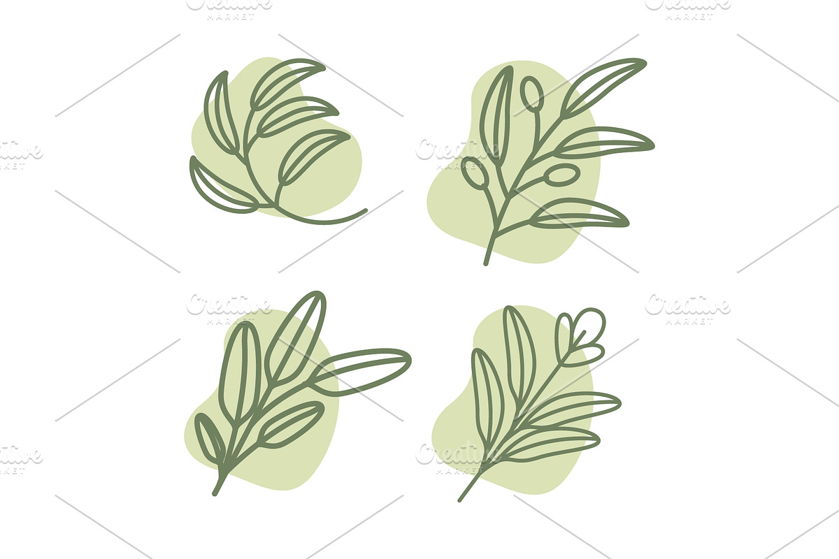 sage plant leaves line style  logo, a Branding & Logo Template by devastd