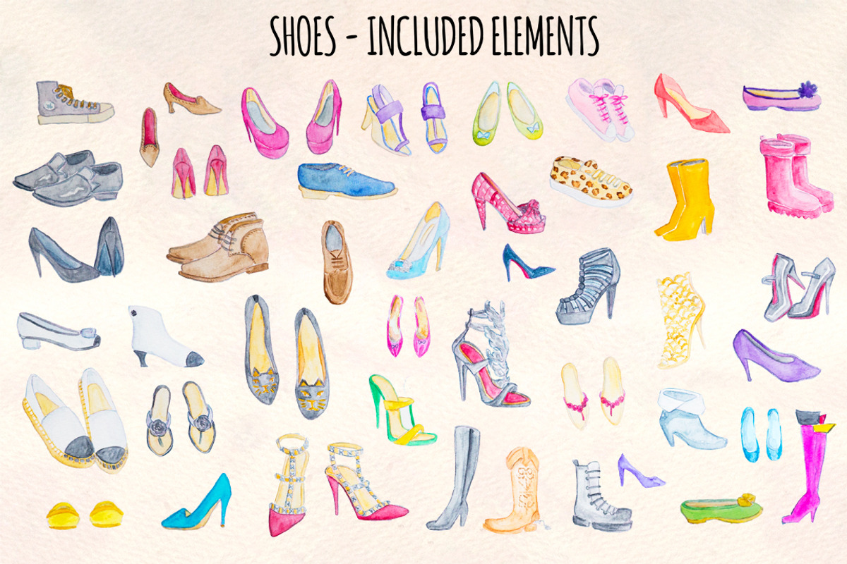 Heels Sneakers and Shoes Watercolor, a Person Illustration by Violet LeBeaux (Photo 1 of 3)