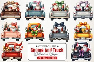 Christmas Gnome And Truck Clipart, an Illustration by RobertsArt
