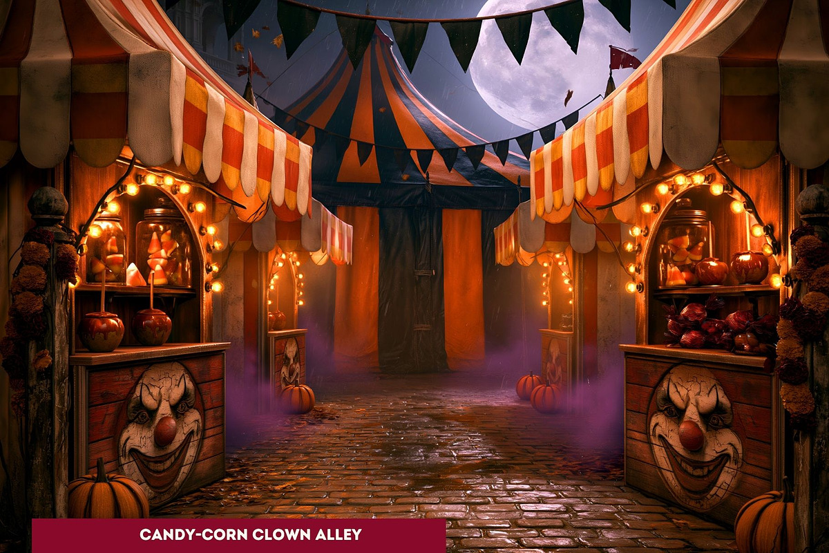 Hallowmere Halloween Backgrounds, a Seasonal Illustration by ThatsDesignArt (Photo 8 of 16)