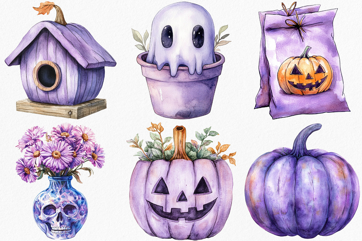 Purple Halloween Gardening Clipart, an Illustration by Canvas Craft (Photo 2 of 7)