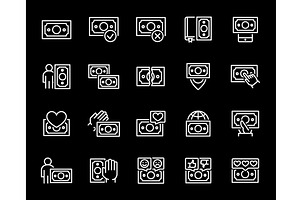 Money set line icon. Online payment, an Object Illustration by GraphiShop