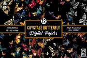 Colorful Crystal Butterflies Pattern, a Pattern Graphic by Creative Store (Thumbnail 1 of 5)