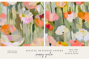 Abstract Poppy Seamless Pattern Set