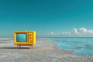 Vintage TV on Beach Shore, a Technology Photo by Ales Munt