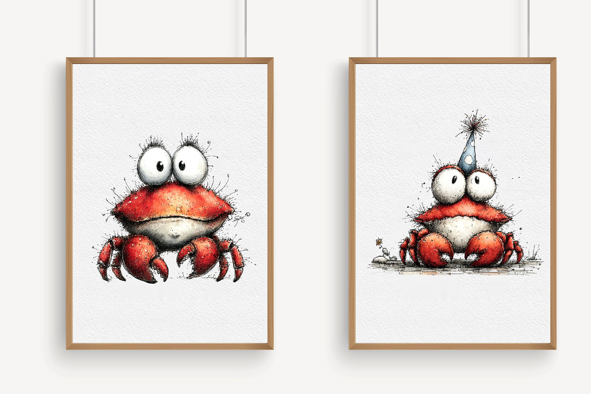 Quirky Funny Crab Clipart, an Illustration by Libby Wishes (Photo 3 of 6)