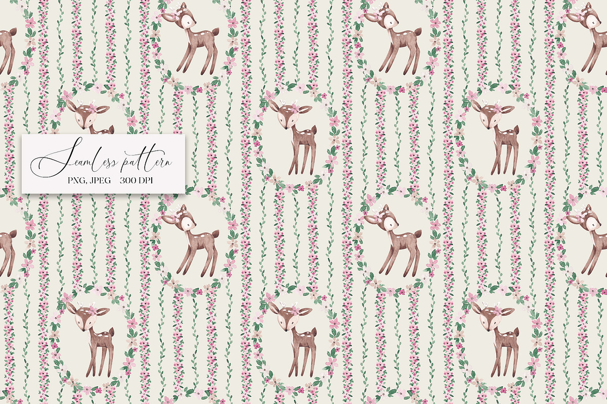 Cute Deers Card and Pattern, a Pattern Graphic by SirenaArt (Photo 6 of 13)