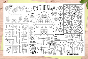 On The Farm Activity Placemats