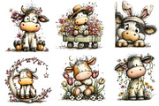 Whimsical Spring Cow Clipart, an Illustration by Dream Creation (Thumbnail 3 of 6)