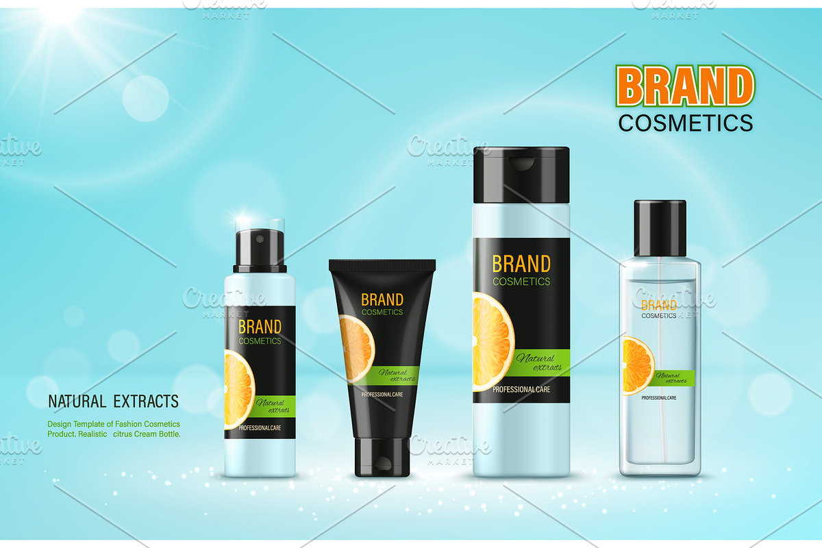 Cosmetic products mockup, 3d, a Healthcare Illustration by Vector Tradition