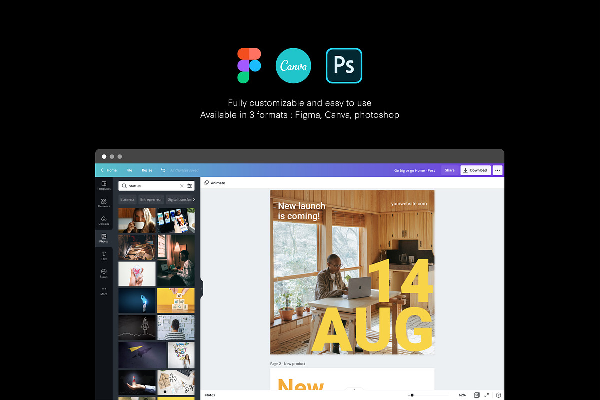 Startup Social Media Pack + Stories, a Social Media Template by Def Studio (Photo 2 of 10)