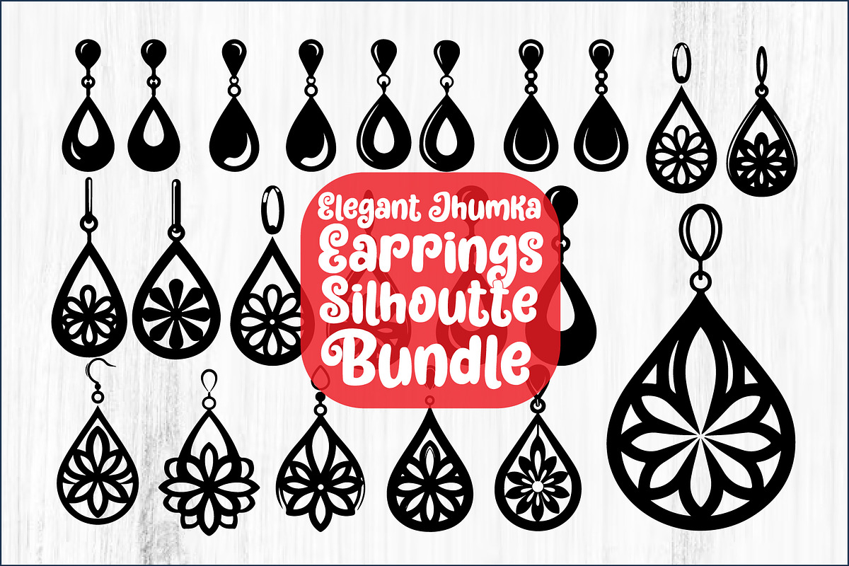 Elegant Jhumka Earrings Silhouette B, a Graphic by balal (Photo 1 of 13)