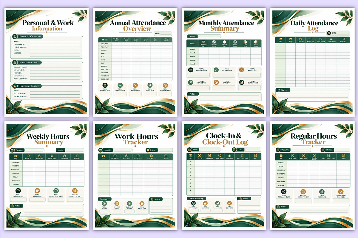 Attendance and Hours Log | Employee, a Stationery Template by Mustafiz (Photo 2 of 4)
