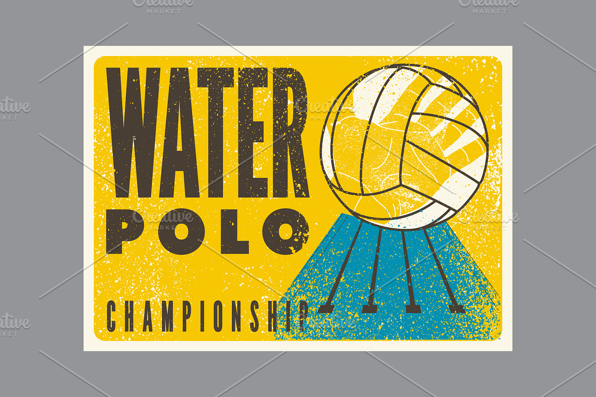Water Polo retro vector poster set., a Sport Illustration by PoPaShop (Photo 5 of 8)