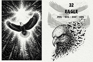 Eagle Wildlife Engraving Graphics, an Animal Illustration by DENIDigitalArtSudio
