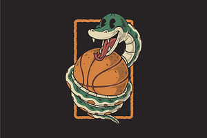 snake wrapping basketball mascot, a Sport Illustration by Judsart