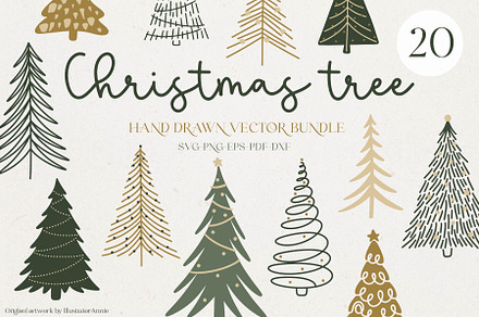 Christmas Tree Hand Drawn Bundle