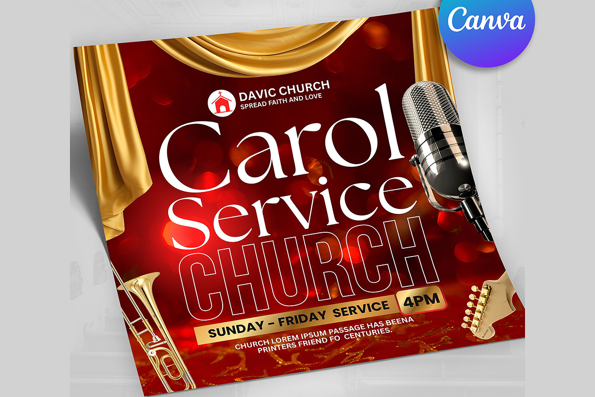 Christmas Carol Service Flyers, a Social Media Template by Design Up (Photo 2 of 4)