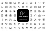 Office & Work line icons set, an Outline Icon by AIWD (Thumbnail 1 of 2)