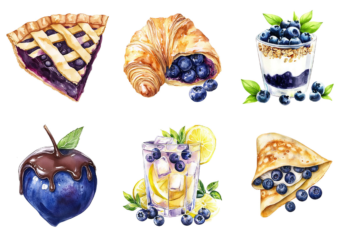 Summer Blueberry Sweet Clipart PNG, an Illustration by designhome (Photo 5 of 5)