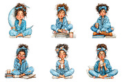 Whimsical valentine coffee girl clip, an Illustration by SinaCreation (Thumbnail 2 of 11)