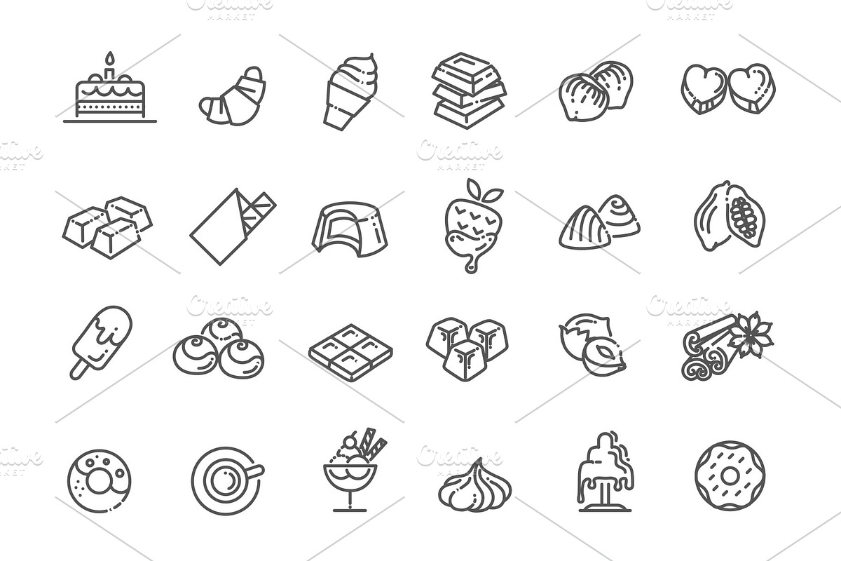 Chocolate icons collection, an Outline Icon by Tettygreen (Photo 1 of 2)