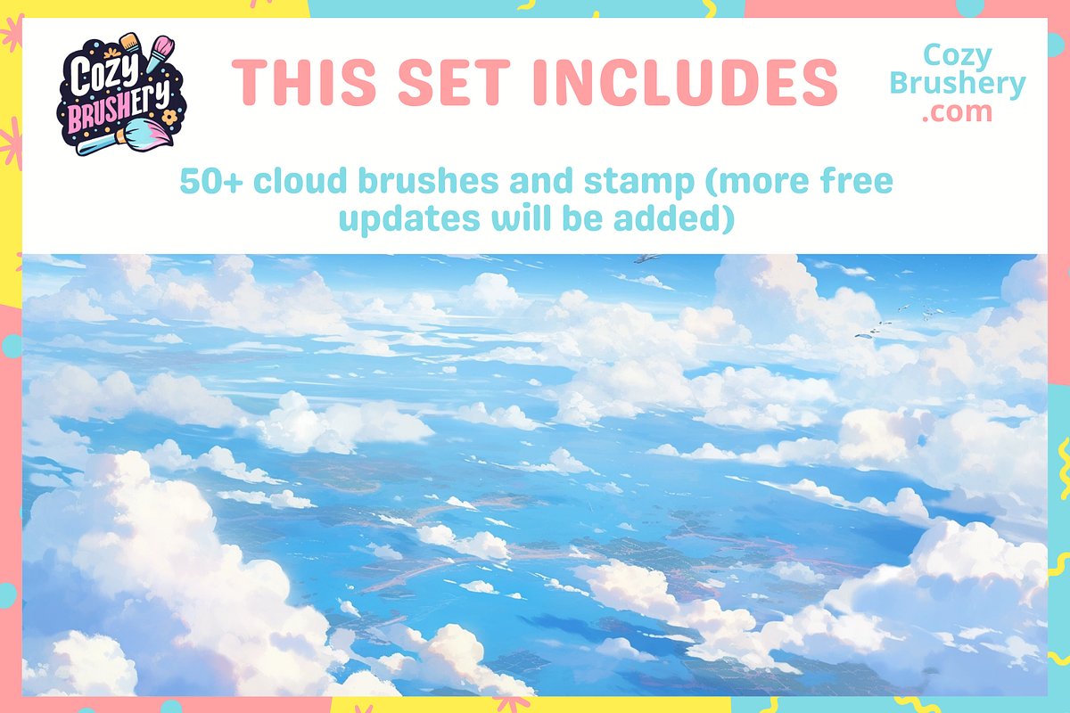 Procreate Heavenly Clouds, a Brush Add-On by Cozy Brushery (Photo 2 of 6)