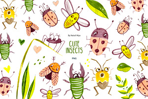 Cute Insects Clipart Set