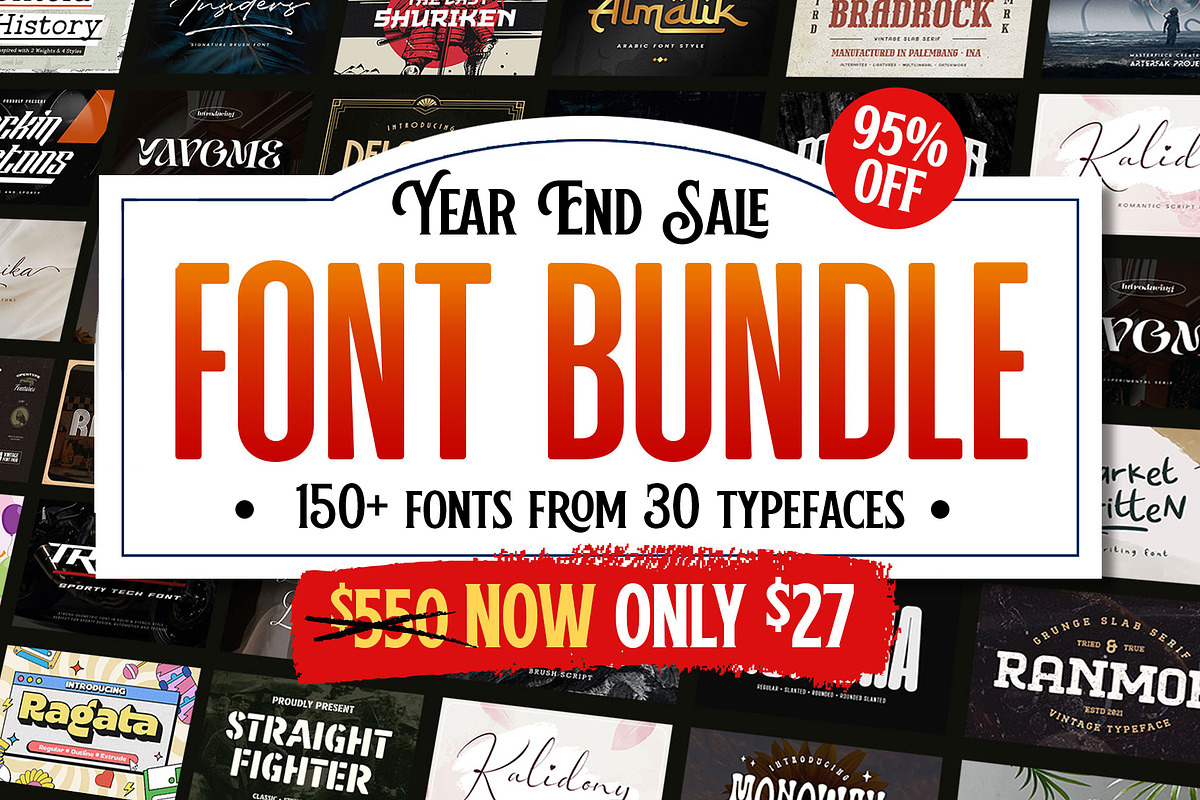 Font Bundle - Year End Sale! 95% OFF, a Font by Arterfak Project (Photo 1 of 16)