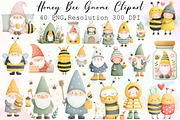 Honey Bee Gnome Watercolor Clipart, an Illustration by Sublimation Artist (Thumbnail 1 of 6)