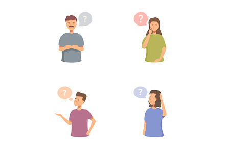 Group of people pondering with, a Person Illustration by Ylivdesign