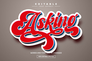 Asking 3D Editable Text Effect