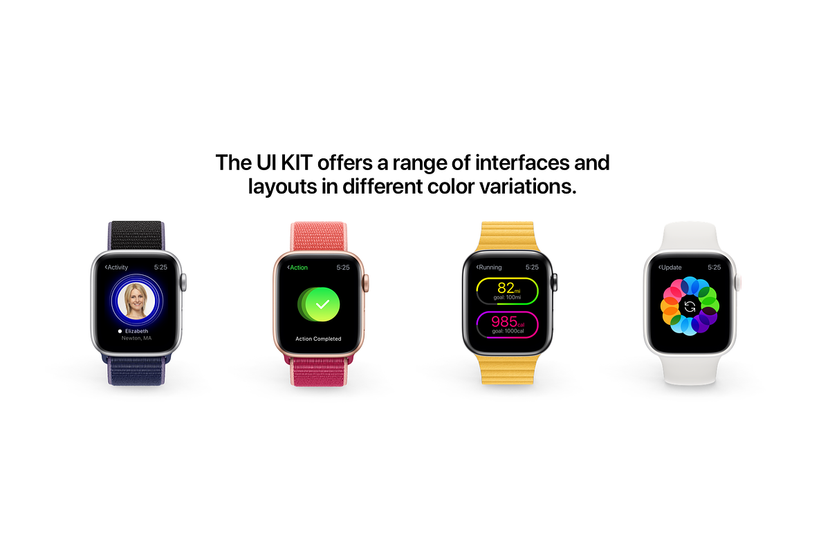 W1 UI Kit for Apple Watch Apps, an UI Kit Template by Yuriy Kondratkov