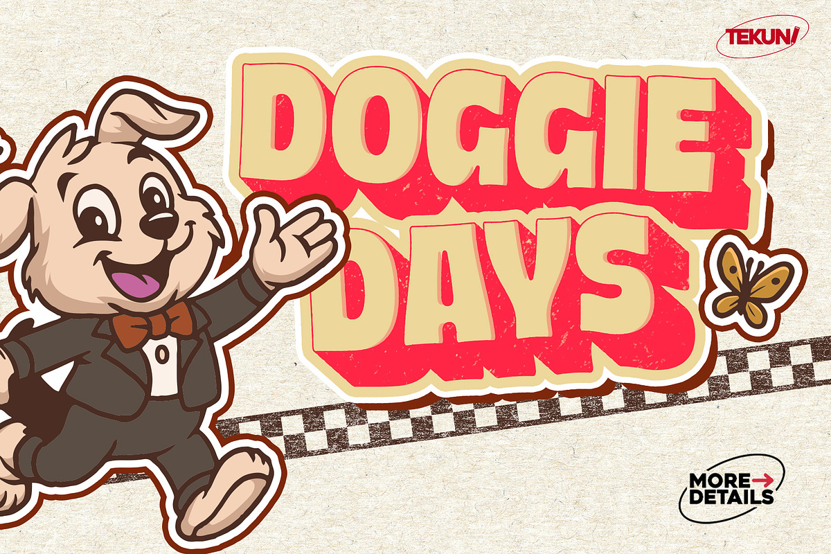 Retro Puppy Mascot Bundle, an Animal Illustration by Tekuni (Photo 1 of 12)