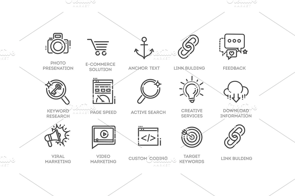 Set of SEO and Development Icons, a Work Illustration by Tettygreen (Photo 3 of 3)