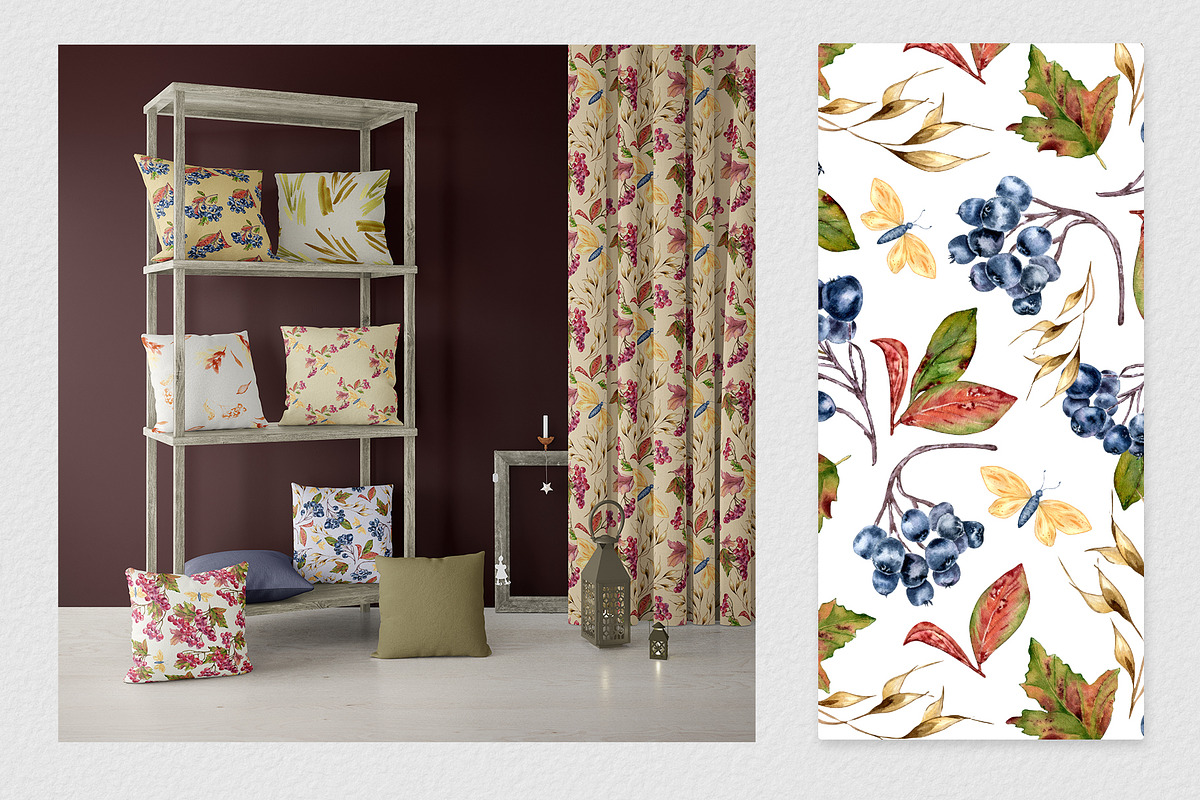 Autumn botanical seamless patterns, an Illustration by Kate Lanbina (Photo 4 of 13)