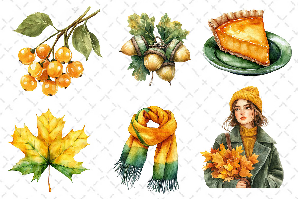 Yellow & Green Autumn Clipart, an Illustration by Dream Creation (Photo 6 of 6)