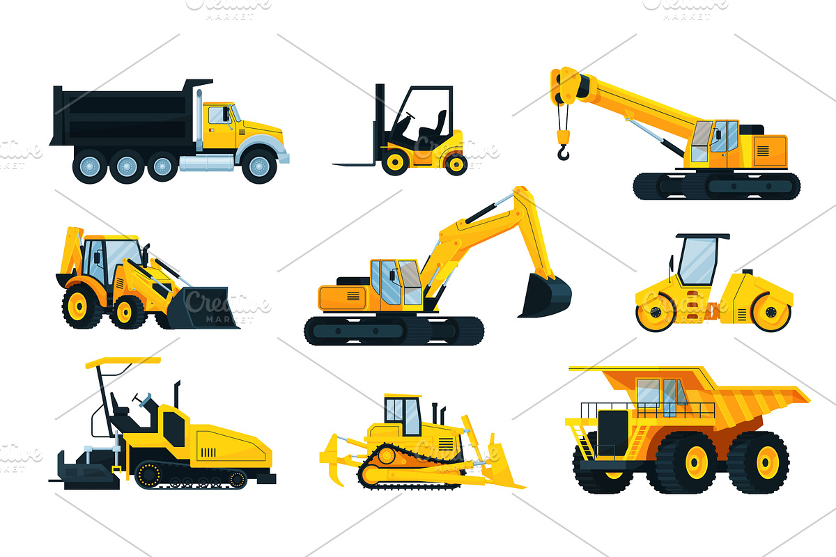 Cartoon construction machinery, an Illustration by Stock-Smart-Start