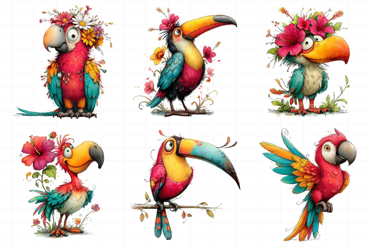Whimsical Summer Tropical Bird Clipa, an Illustration by Daily.Designs (Photo 4 of 6)