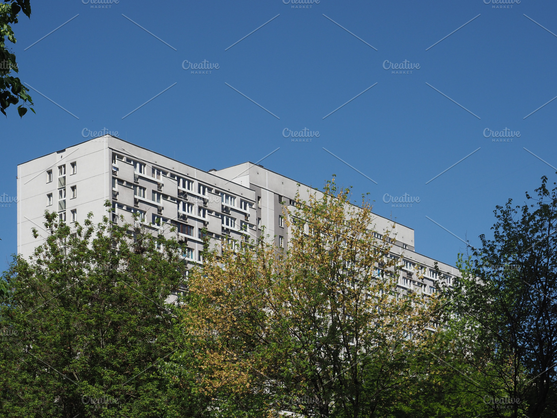 Brutalist block of flats in Warsaw, a Photo by WorldOfPhotos