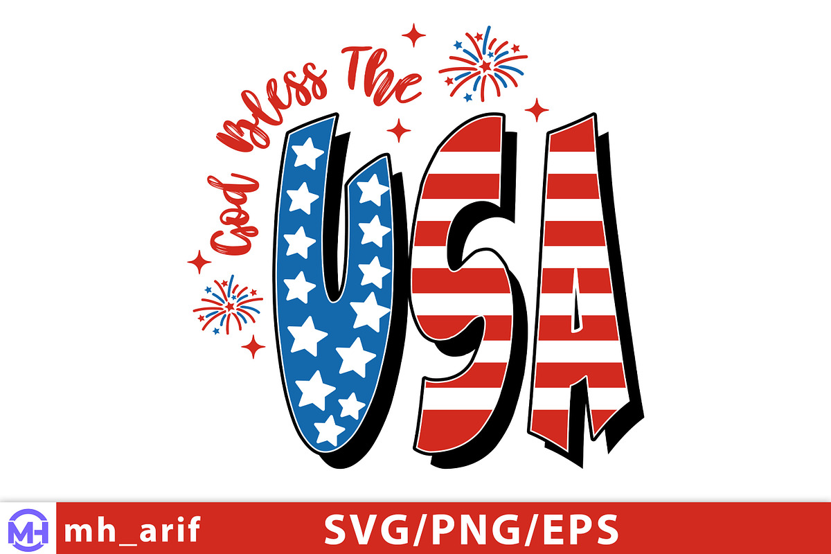 God Bless the Usa 4th of July SVG, a Graphic by mh_arif (Photo 4 of 4)