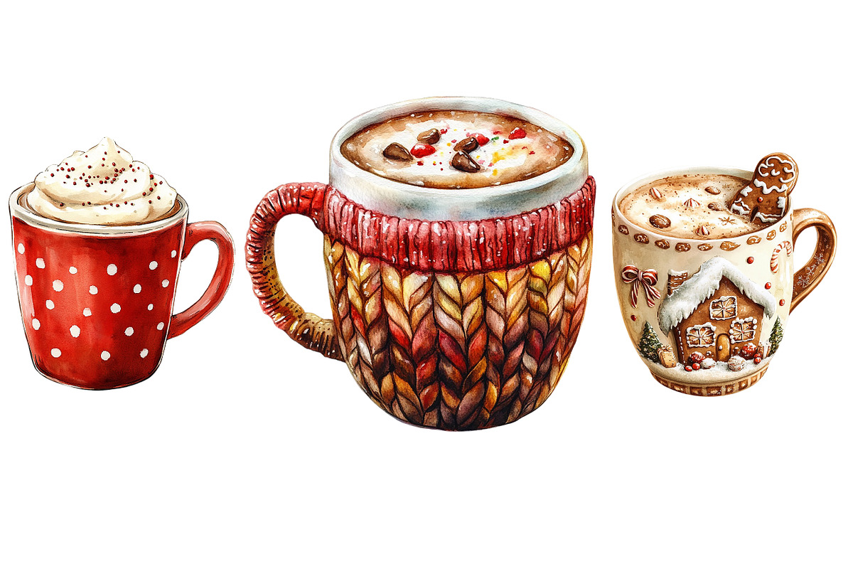 Watercolor Christmas Hot Cocoa PNG, an Illustration by Craft Nest (Photo 7 of 7)