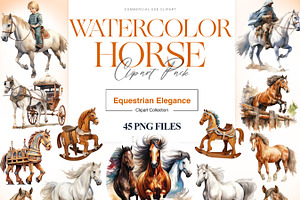 Watercolor Horse Clipart, Pony PNG