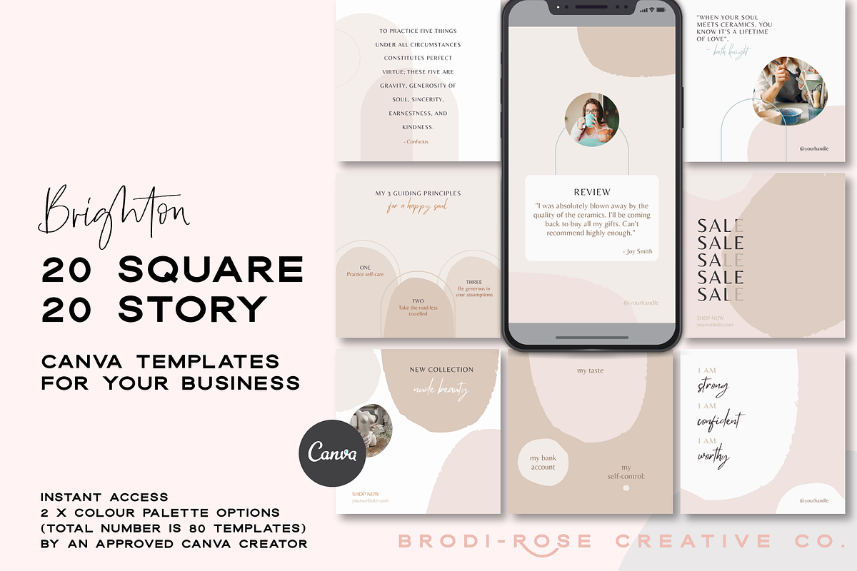 Brighton Canva Duo: Square & Story, a Social Media Template by Brodi-Rose Creative Co (Photo 1 of 9)