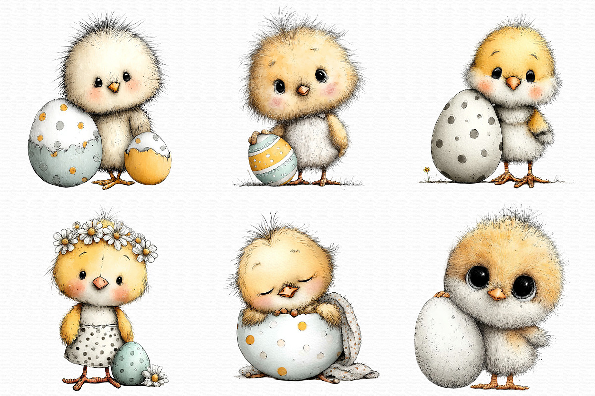 Easter Chick and Egg Clipart, an Illustration by Libby Wishes (Photo 7 of 8)