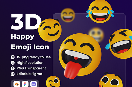 Happy Emoji 3D Illustration, a Characters & Person 3D Model by Vektora Studio