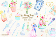 Watercolor Clipart Wedding Icons, an Illustration by Corner Croft (Thumbnail 1 of 4)