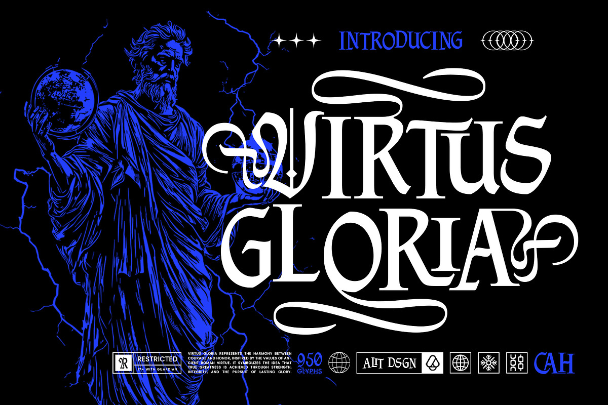 Virtus Gloria Typeface, a Blackletter Font by alit design (Photo 1 of 16)