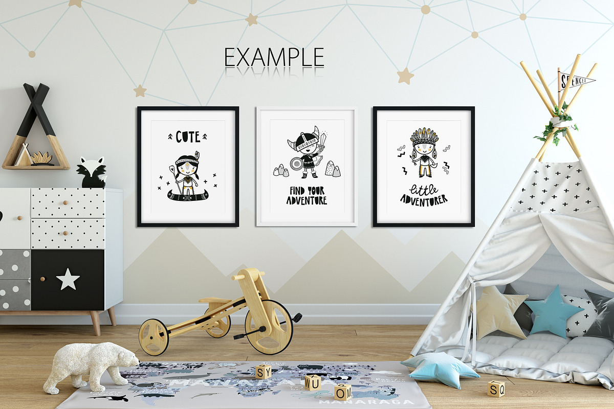 KIDS WALL & FRAMES Mockup Bundle - 4, a Product Mockup by Yuri-U (Photo 18 of 38)